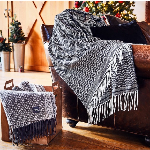 🆕 Geometric Pattern Knit Fringe Throw Blanket GRY - Picture 10 of 13